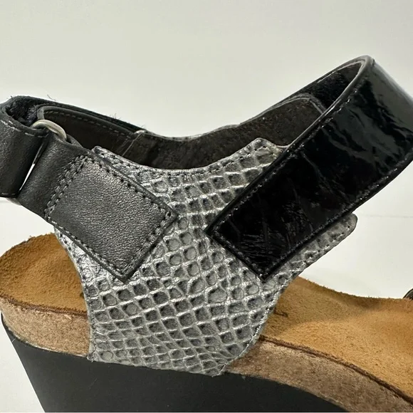NAOT Womens Sandals Sz 39 (US 8) Wedge Ankle Strappy Embossed Animal Print Boho - Picture 13 of 13